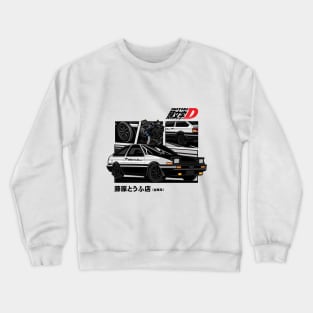 Toyota Ae86 Trueno Initial D Anime version 2 black Crewneck Sweatshirt